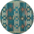 thumbnail image 1 of Ahgly Company Indoor Round Southwestern Light Blue Country Area Rugs, 6' Round, 1 of 4