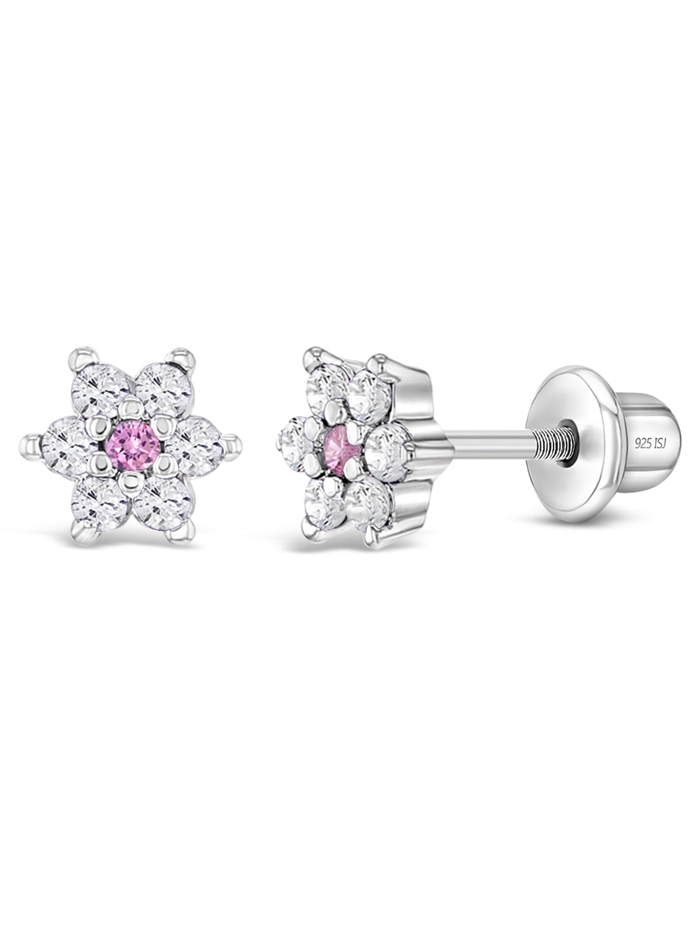 Details about   Rhodium Plated Extra Small Prong Set Crystal Baby Girl Screw Back Earrings 2mm 