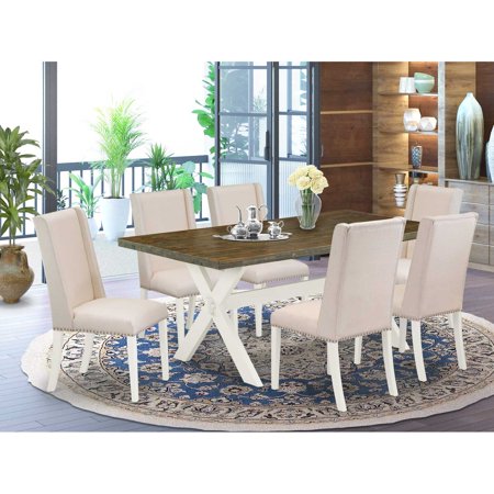 East West Furniture X077FL201-7 – 7-Piece Kitchen Table Set – 6 Parson Dining Room Chairs and Rectangular Table Hardwood Frame East West Furniture X077FL201-7 – 7-Piece Kitchen Table Set – 6 Parson Dining Room Chairs and Rectangular Table Hardwood Frame