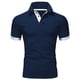 thumbnail image 1 of Playeras Elvqul para Hombre Casuales Azul Liso Manga Corta con Solapa Botones, 1 of 2