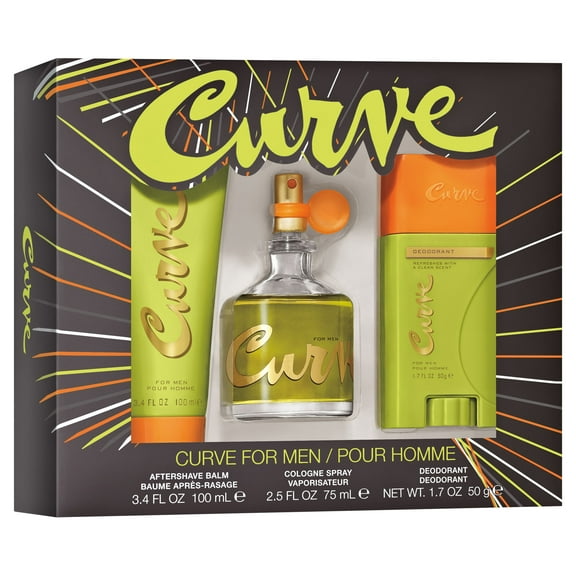 Liz Claiborne Curve 3 Pc. Gift Set ( 1 x Deodorant Stick 1.7 oz / 50 g   1 x Curve Cologne Spray 2.5 oz   1 x Liz Claiborne Aftershave Balm 3.4 oz )