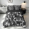 thumbnail image 3 of Manfei Abstract Watercolor Brushstroke Twin Bedding, Black Gray White Ombre Bedding Comforter Set, Black Reversible 7pcs, 3 of 6