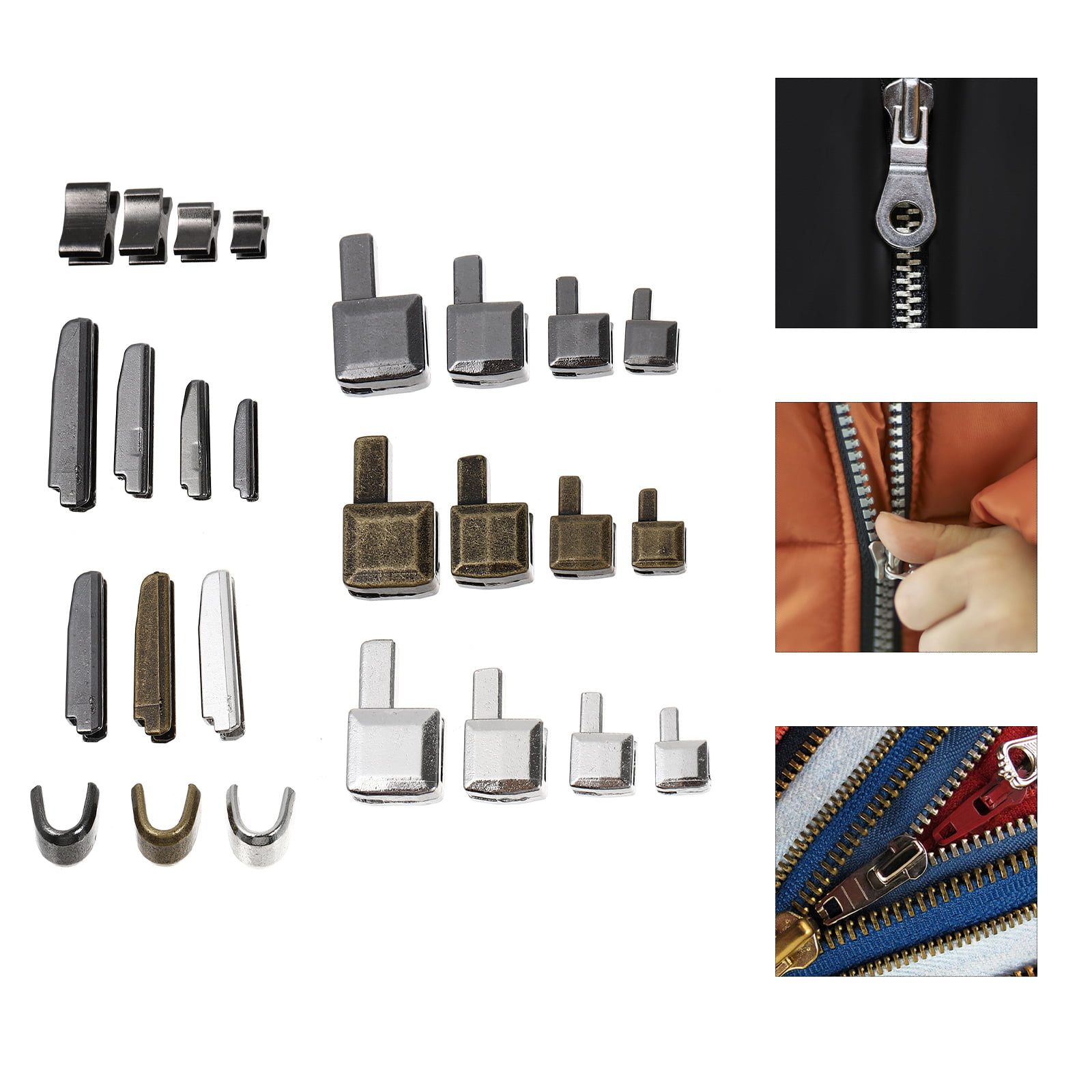 20 Pcs #5 Metal Zipper Head Retainer Box Zipper Bottom Sliders Retainer Insertio