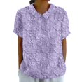 thumbnail image 2 of Dressy Women Shirts Women'S Lapel Embroidered Floral Lace Printed Round Neck Button Loose Pullover Top Casual Shirt T Shirt,Purple Women Shirts XXL, 2 of 4