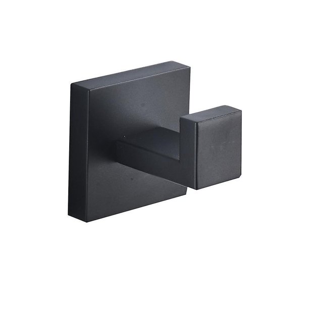 Gancho para abrigos, ganchos para batas y toallas de acero inoxidable, accesorios de baño cuadrados, autoadhesivos para montar en la pared (sin perforación), chapado en negro mate, paquete d