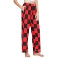 thumbnail image 2 of Dailycode Women's Pajama Pants Wide Leg Lounge Pj Bottoms With Pockets Black Red Checked, 2 of 7