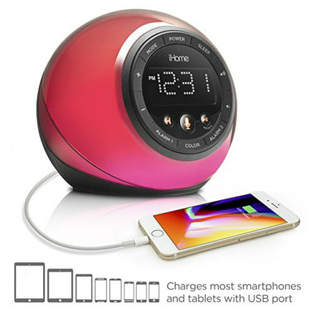 Ihome IBT297 App-enhanced Bluetooth Color Chang (Best Clock Radio App)