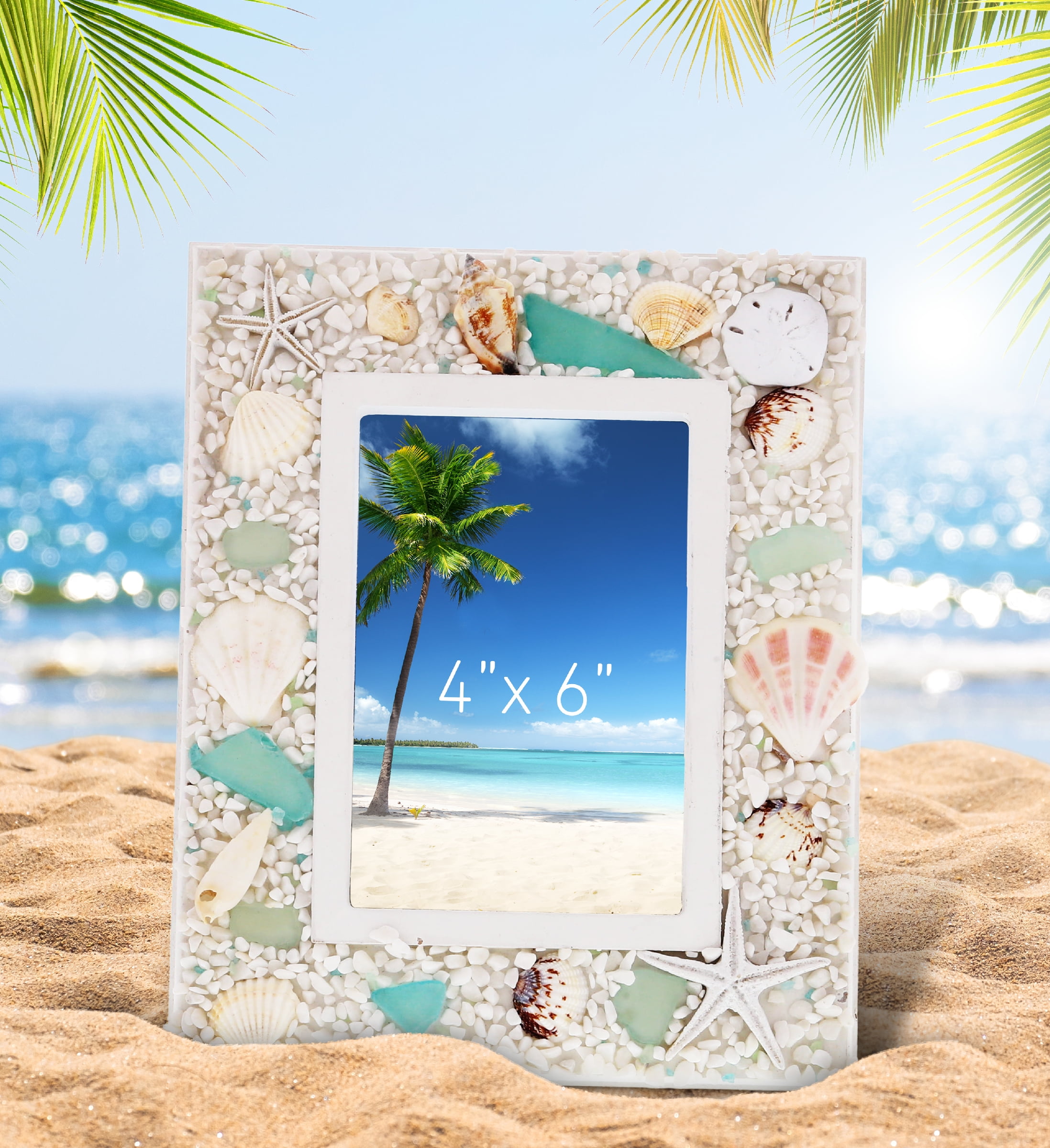 Modern Beach House Triple 4x6 Picture Wood Photo Frame with
