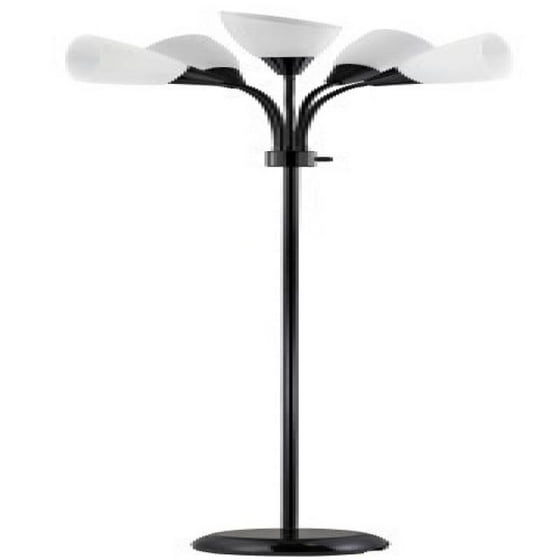 Design Trends 19002 07 Contemporary Adjustable Floor Lamp With Five White Shades Black 1 Pack