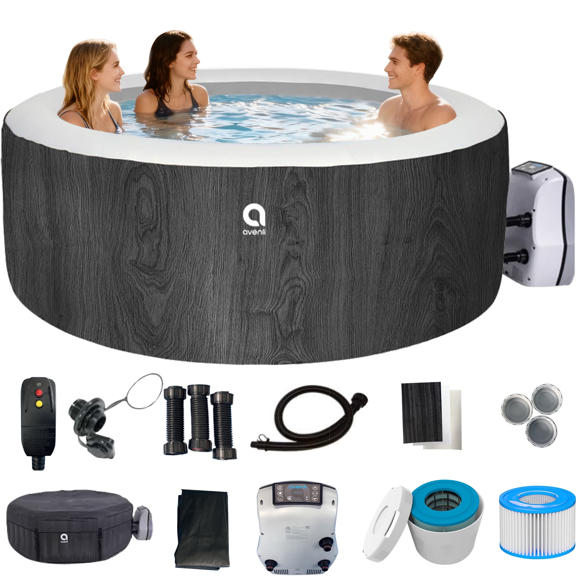 Avenli London 2 3 Person Inflatable Hot Tub Spa Cover Rapid Heating up to 104 F 105 Water Jets 181 gal Capacity