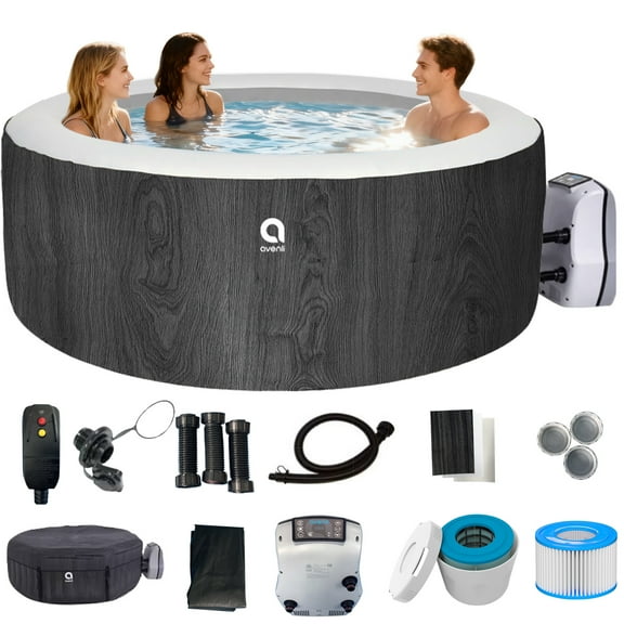 Avenli London Inflatable Hot Tub & Spa | 3-Person Outdoor Bubble Spa | 1380W Dual Heating | 530 GAL/HR Filter Pump | Relaxing Air Jet Whirlpool | Fast Heating | Digital Control | Lockable Cover