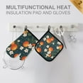 thumbnail image 4 of Yayeee Oven Mitts and Pot Holder Set of 2 Heat Resistant Kitchen Gloves Baking Hot Pad, Blue Floral Oranges, 4 of 5