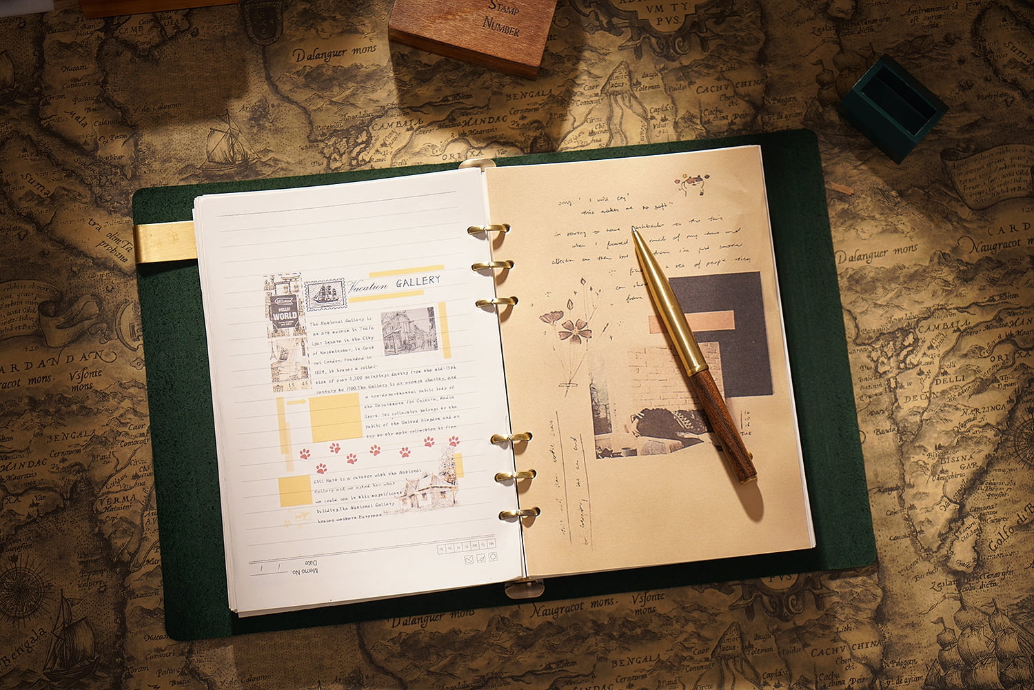 KISSKI·H Olvido A5 Leather Vintage Journal Notebook, 6 Ring Binder Travelers Diary Notebook with Lined, Refillable Writing Padfolio, Versatile Diary/Planner/Sketchbook/Scrapbook, Green