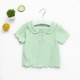 thumbnail image 3 of Girls Short Sleeve Shirt New Toddler Kids Girls Fashion Cute Solid Color Flounce Soft Short Sleeve Buttontops Style B-49 Green 12 Months, 3 of 9