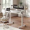 thumbnail image 3 of FEZIBO Crank Adjustable Height Standing Desk with Handle and Splice Board, White Finish,55", 3 of 9
