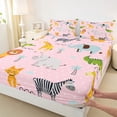 thumbnail image 3 of Homewish Hippopotamus Giraffe Elephant Full Size Sheets,Cartoon Zoo Lions Bed Sheets,Wild Zebra Sheet Sets For Teens,Super Cozy Room Decor,4 Pieces, 3 of 7