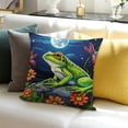 thumbnail image 3 of FCXZI Frog Flower Moon Square Cushion Cover for Home Sofa Couch, 100% Linen, Set of 1 Pillow Covers, 3 Sizes, Outdoor Decor, Gift 18x18in, 3 of 5