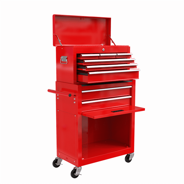 Rolling Tool Chest with 8 Drawers, 2IN1 Hidden Multifunctional