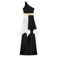 thumbnail image 6 of Yartina Womens Praise Dance Dresses Asymmetric Overlay Dress with Wide-Leg Pants Worship Dance Outfit Black XL, 6 of 7