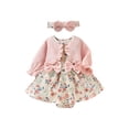 thumbnail image 1 of Qiylii Baby Girl Floal Romper Suits, Long Sleeve Playsuit + Headband,0-18M, 1 of 9
