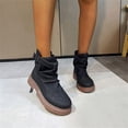 thumbnail image 4 of NECHOLOGY Botas Mujer Zapatos Botines mujer Botas de moda de tacón grueso con hebilla de cinturón de cabeza redonda de cuero de color sólido de estilo británico para mujer (Black, 7.5), 4 of 7