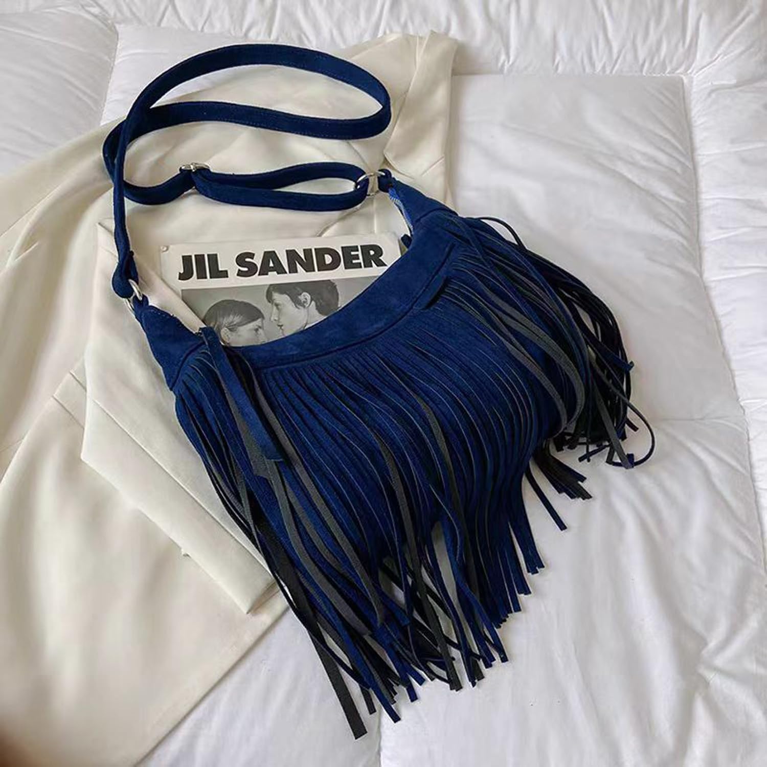 Women Fashion Fringe Purse Crossbody Bags Vegan Suede Hippie Tassel Hobo Shoulder Bag Vintage Handbags