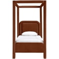 thumbnail image 4 of Bowery Hill Contemporary Cognac Velvet Upholstered Twin Canopy Bed, 4 of 11