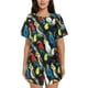 thumbnail image 1 of Balery Parrot Conjunto de Pijama para Mujer con Estampado, Dos Piezas de Manga Corta y Shorts, Ropa de Dormir Suave con Cuello Redondo y Bolsillos-Large, 1 of 6