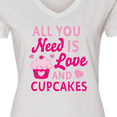 thumbnail image 4 of Inktastic Valentines Day All You Need is Love and Cupcakes Women's V-Neck T-Shirt, 4 of 5