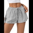 thumbnail image 2 of Pantalones Cortos Tipo Bóxer de Verano con Cintura Elástica, Cordón Ajustable y Estampado de Rayas para Mujer Negro L, 2 of 7