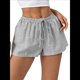 thumbnail image 2 of Pantalones Cortos Tipo Bóxer de Verano con Cintura Elástica, Cordón Ajustable y Estampado de Rayas para Mujer Negro S, 2 of 7