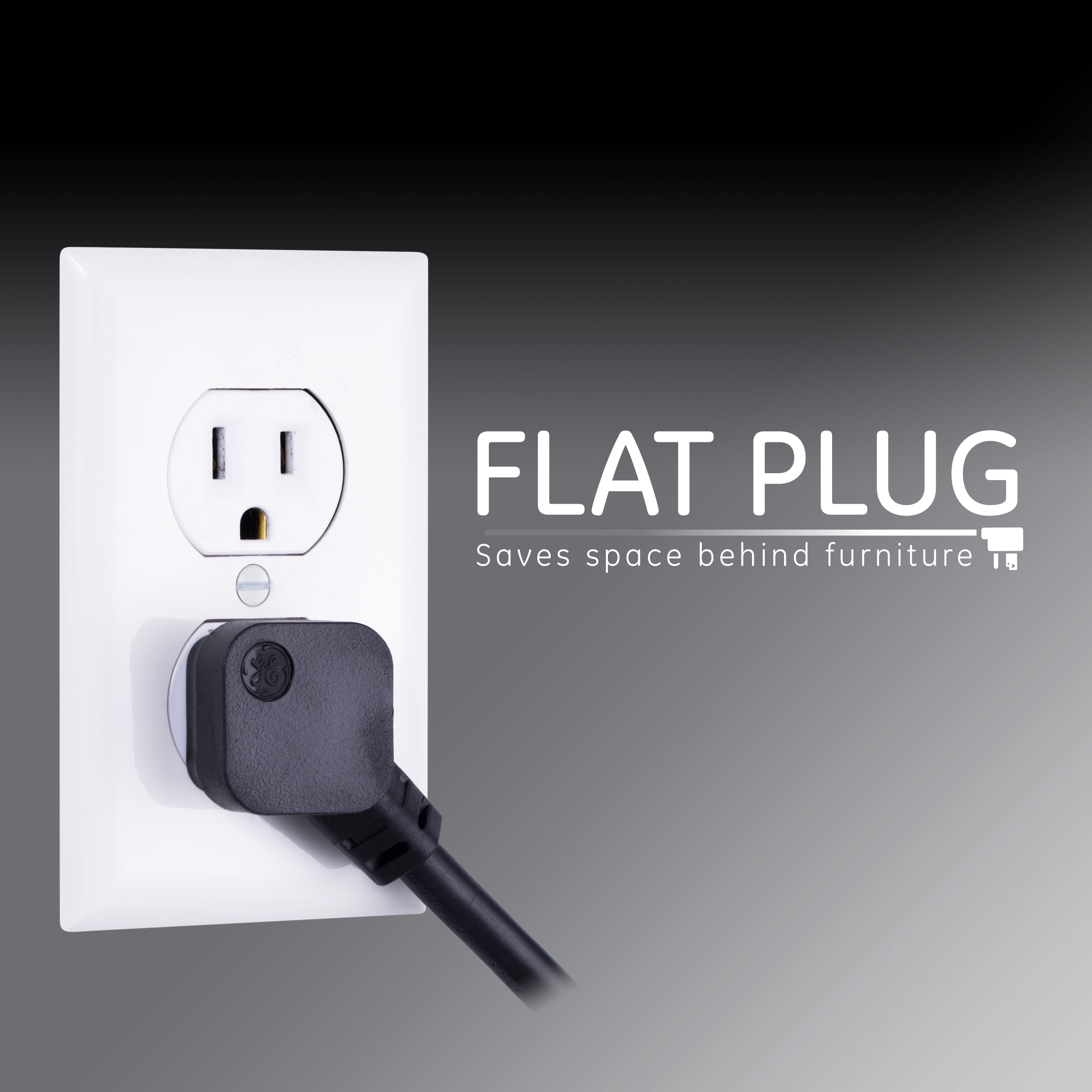 GENERAL ELECTRIC 12-ft 6-Outlet Power Strip with Surge Protection, Grounded Plug, Black, 45192