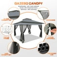 thumbnail image 5 of HOTEEL 12' x 12' Outdoor Pop-Up Gazebo Canopy with Mosquito Netting, 2-Tiered Vented Top, 3 Adjustable Heights for Backyard, Garden, Lawn, Gray, 5 of 15
