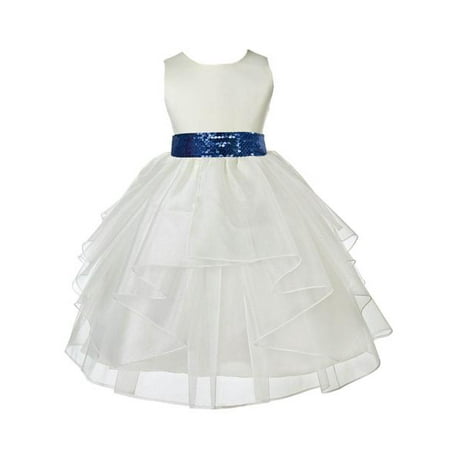 

Ekidsbridal Formal Ivory Shimmering Organza Sequin Sash Flower Girl Dresses Wedding Pageant Special Occasions Dresses Junior Toddler Holy Baptism Communion Reception Recital 4613mh