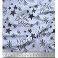 thumbnail image 1 of Soimoi Blue Georgette Viscose Fabric Star & Snowflakes Text Print Fabric by the Yard 42 Inch Wide, 1 of 3
