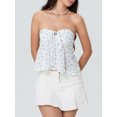 thumbnail image 4 of Gupgi Women Flower Tube Top Strapless Tie Front Smocked Bandeau Tops Off Shoulder Ruffle Vest, 4 of 8