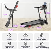 Treadmill for Home, Portable Folding Electric Exercise Treadmill with Adjustable Incline, APP Control, 64 Programs, 320 lb Capacity, 7.5MPH, Bluetooth Speakers, Running Walking Jogging, 01/18 Update