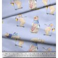 thumbnail image 2 of Soimoi Rayon Crepe Fabric Cycle,Rabbit & Bear Kids Decor Fabric Printed Yard 46 Inch Wide, 2 of 2
