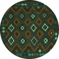 thumbnail image 1 of Ahgly Company Machine Washable Indoor Round Southwestern Turquoise Blue Country Area Rugs, 8' Round, 1 of 4