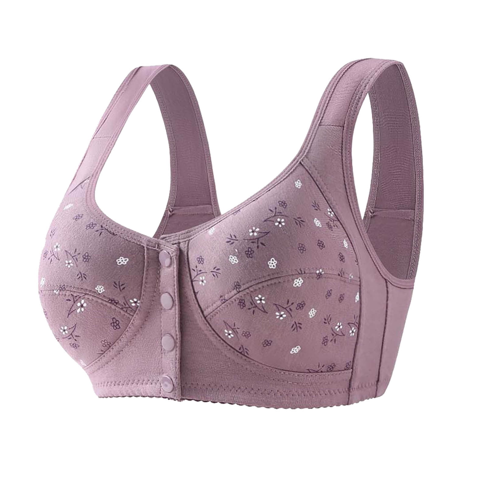 3PC Daisy Bras for Women No Underwire Front Closure Comfort Senior Wireless Snap Closing Bra