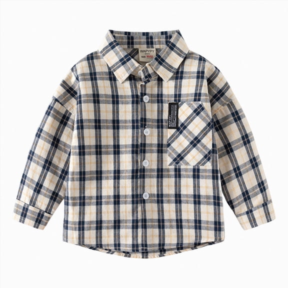 Gubotare Baby Boy Flannel Jacket Toddler Shirt Kidss Kids Toddler Flannel Shirt Jacket Plaid Long Sleeve Shacket Baby Boys Fall Shirt 4T 5T