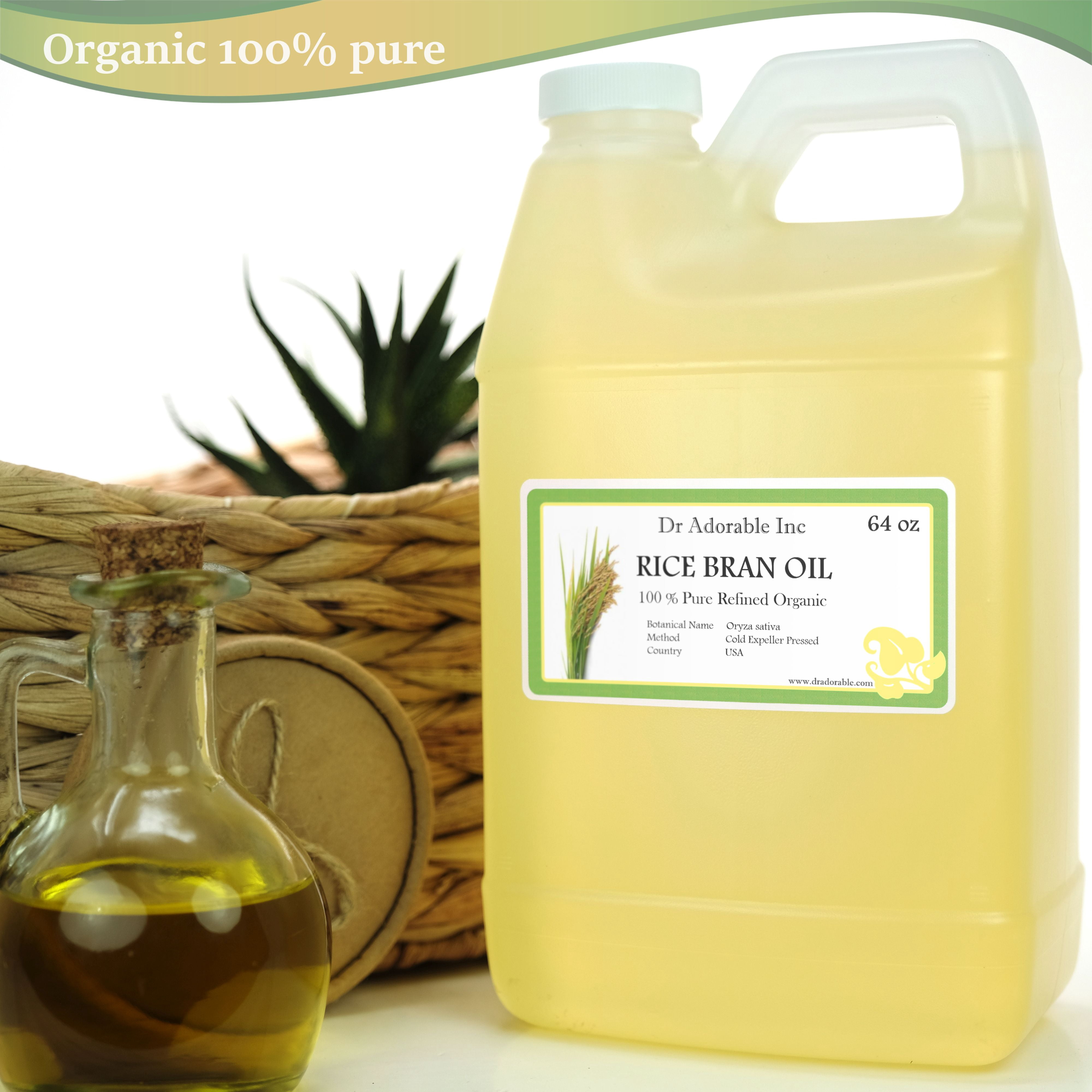 Dr. Adorable - 100% Pure Rice Bran Oil Organic Cold Pressed Moisturizing Oil For Face Skin Hair - 64 oz