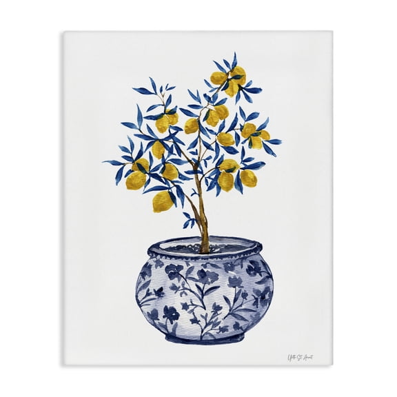 Stupell Industries Lemon Tree in Chinoiserie Food & Beverage Painting Gallery Wrapped Canvas Art Print Wall Art, 30 x 40