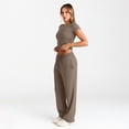 thumbnail image 5 of SUNBS 2 Piece Outfits Matching Summer Sweatsuit Lounge Set Womens Wide Leg Pants Side Ruching Crop Top, 5 of 7