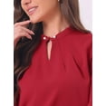 thumbnail image 5 of DARING DIVA Women's Pleated Mock Neck Pearl Decor Work Blouses XS Burgundy, 5 of 6