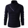 thumbnail image 2 of H2H Mens Fashion Turtleneck Slim Fit Pullover Sweater Oblique Line Bottom Edge NAVY US L/Asia XL (KMTTL041), 2 of 6