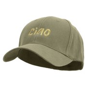 Ciao Embroidered Low Profile Washed Flex Cap - Khaki OSFM