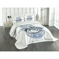 thumbnail image 3 of Ambesonne Evil Eye Quilted Bedspread Set 3 Pcs, Luck Piece, King Size, Dark Blue Pale Blue, 3 of 5