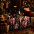 thumbnail image 3 of Flaming Jeweled Heart Surrounded by Pink Peonies, Soft Flannel Blanket with Baroque Floral Illustration Print, Housewarming Gift and Home Decor for Bedroom and Living Room, 3 of 7