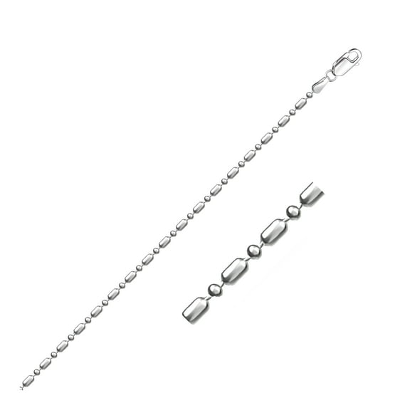 14k White Gold Diamond-Cut Alternating Bead Chain 1.5mm 18 in